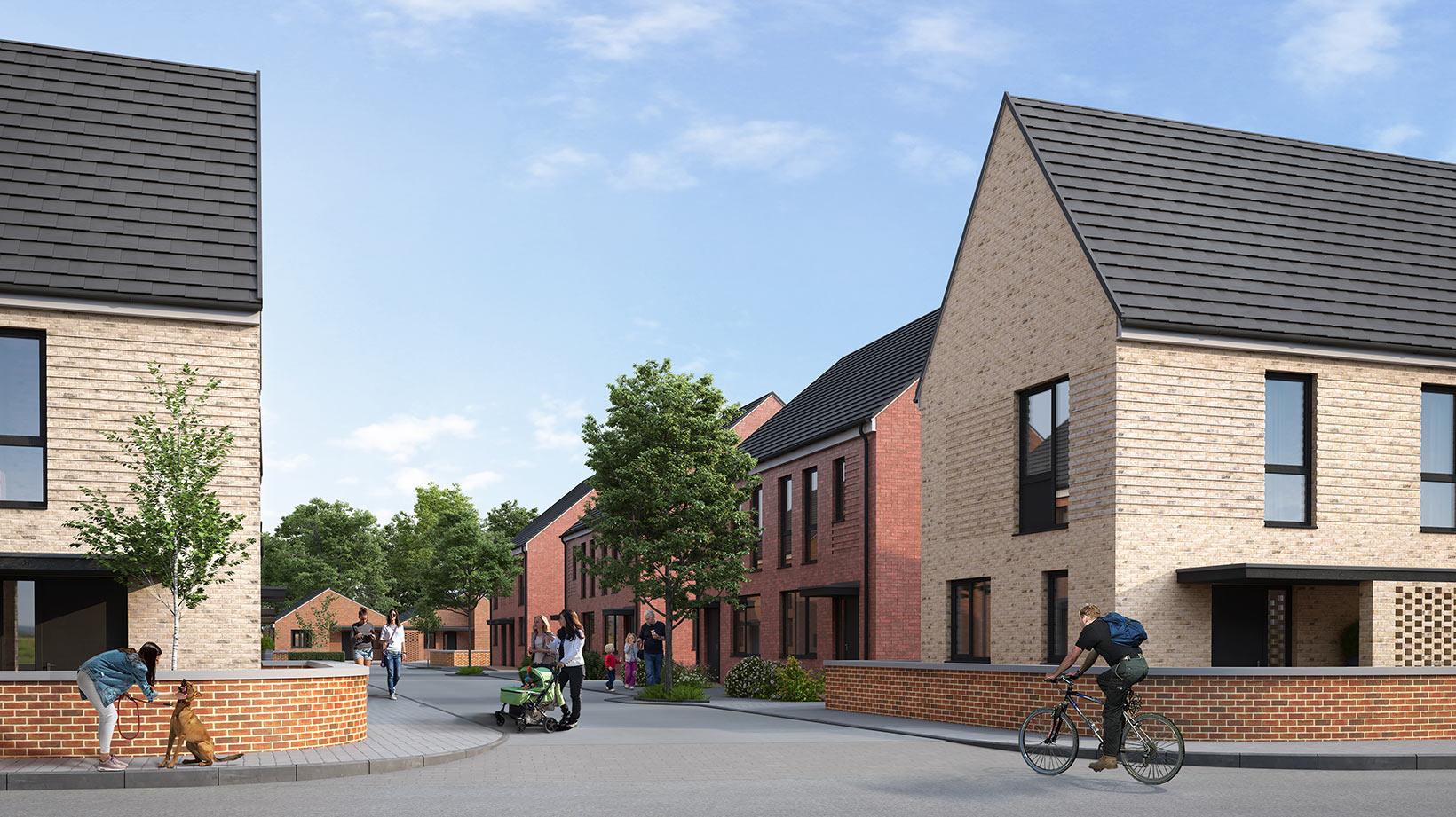 An external view of some of the properties from the Lowfield Green development by Shape Homes York.