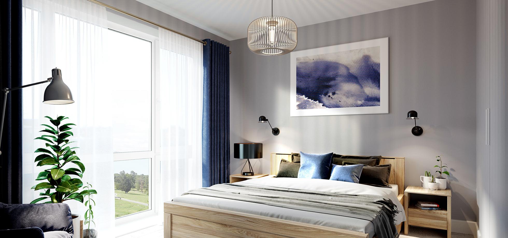 Internal view of the bedroom with the title 'Designed for you' overlaid.