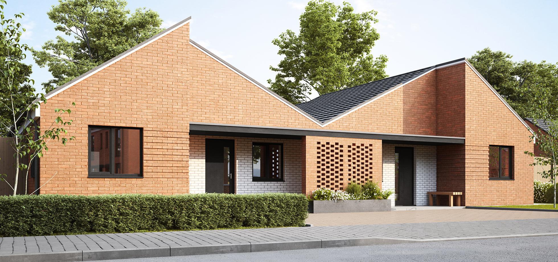 An external view of the Buddleia bungalow at Lowfield Green from Shape Homes York.