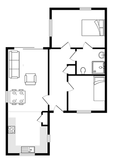 The Bluebell bungalow floor plan.