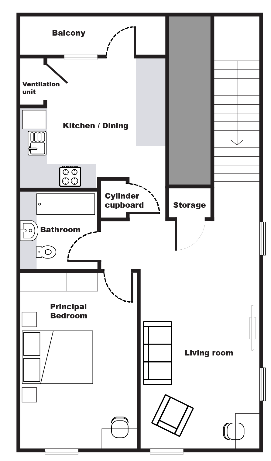 A plan showing the layout of the property.