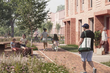 Burnholme Green external photo showing a footpath running alongside the frontage of a row of properties on the development