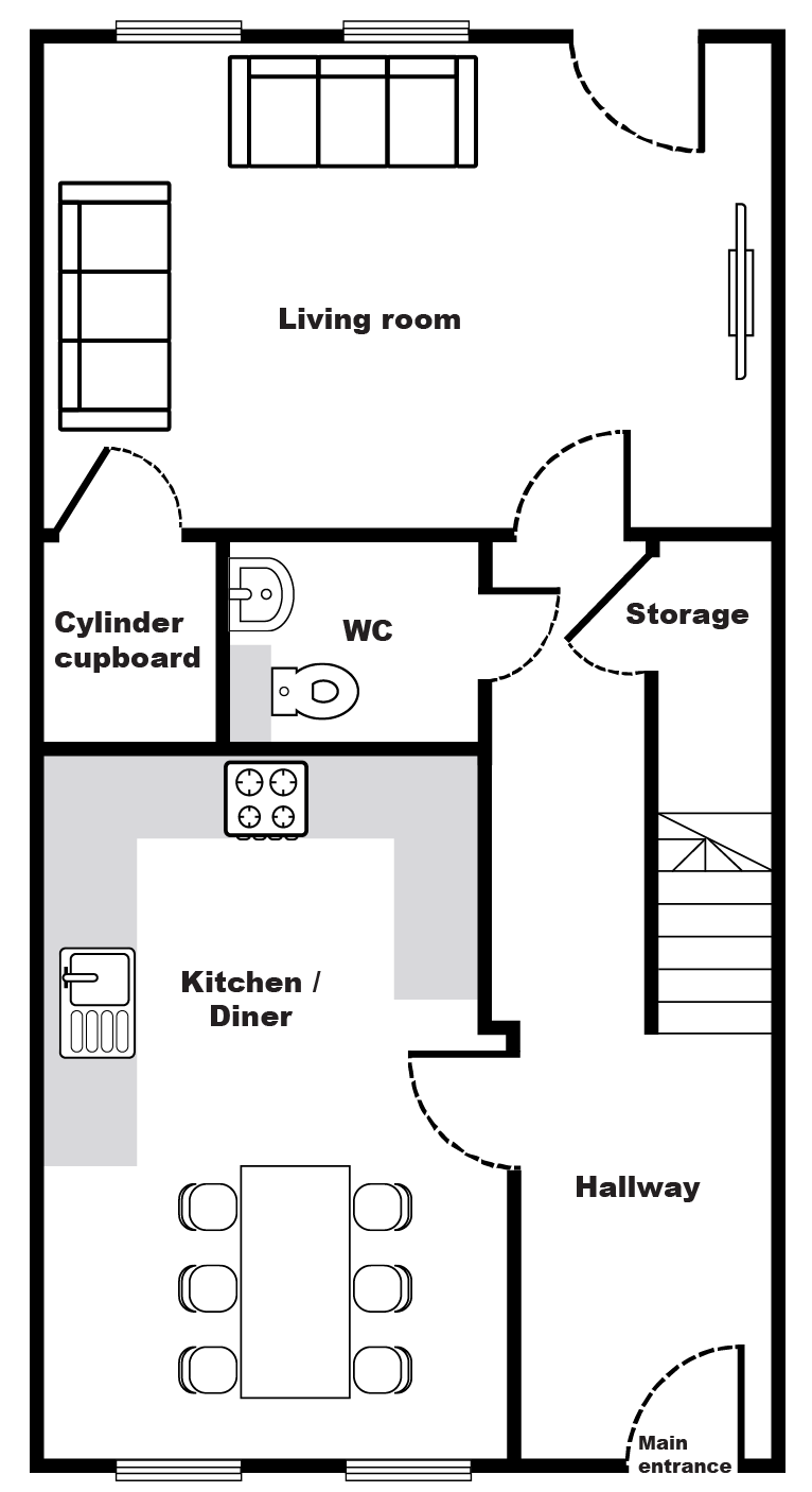 A plan showing the ground floor layout of the property.