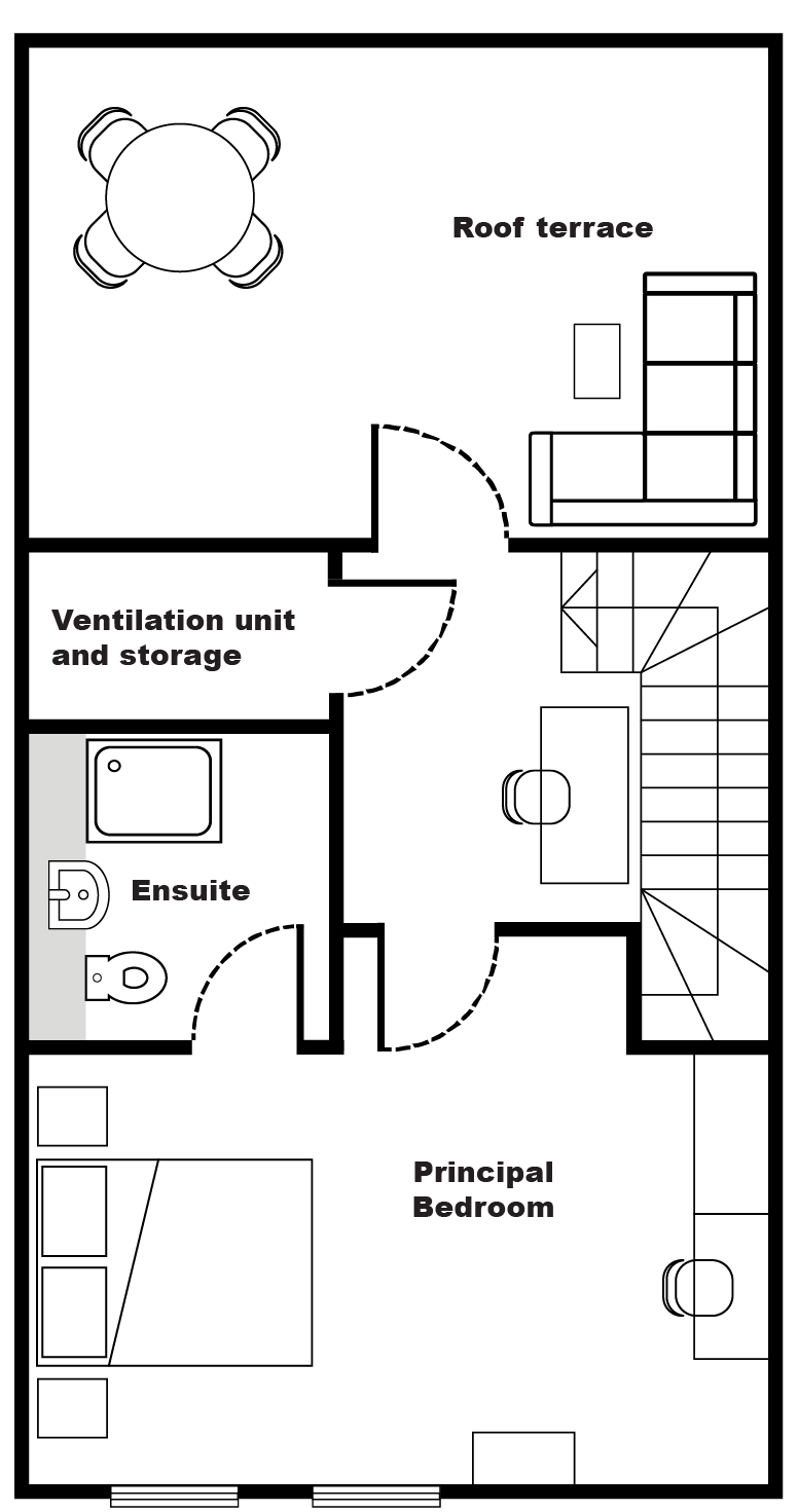 A plan showing the second floor layout of the property.