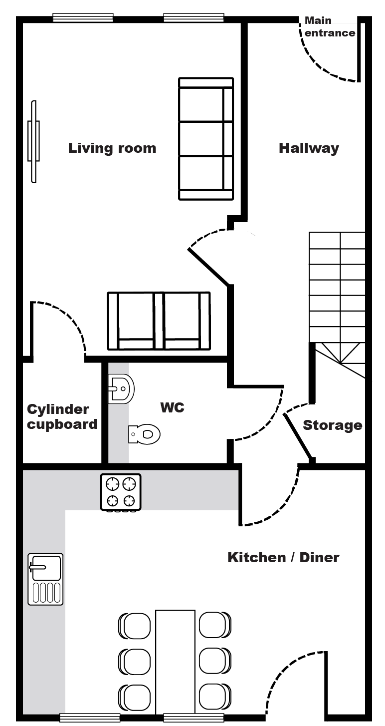 A plan showing the ground floor layout of the property.