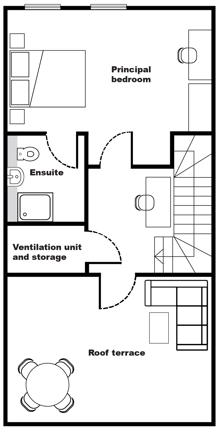 A plan showing the second floor layout of the property.