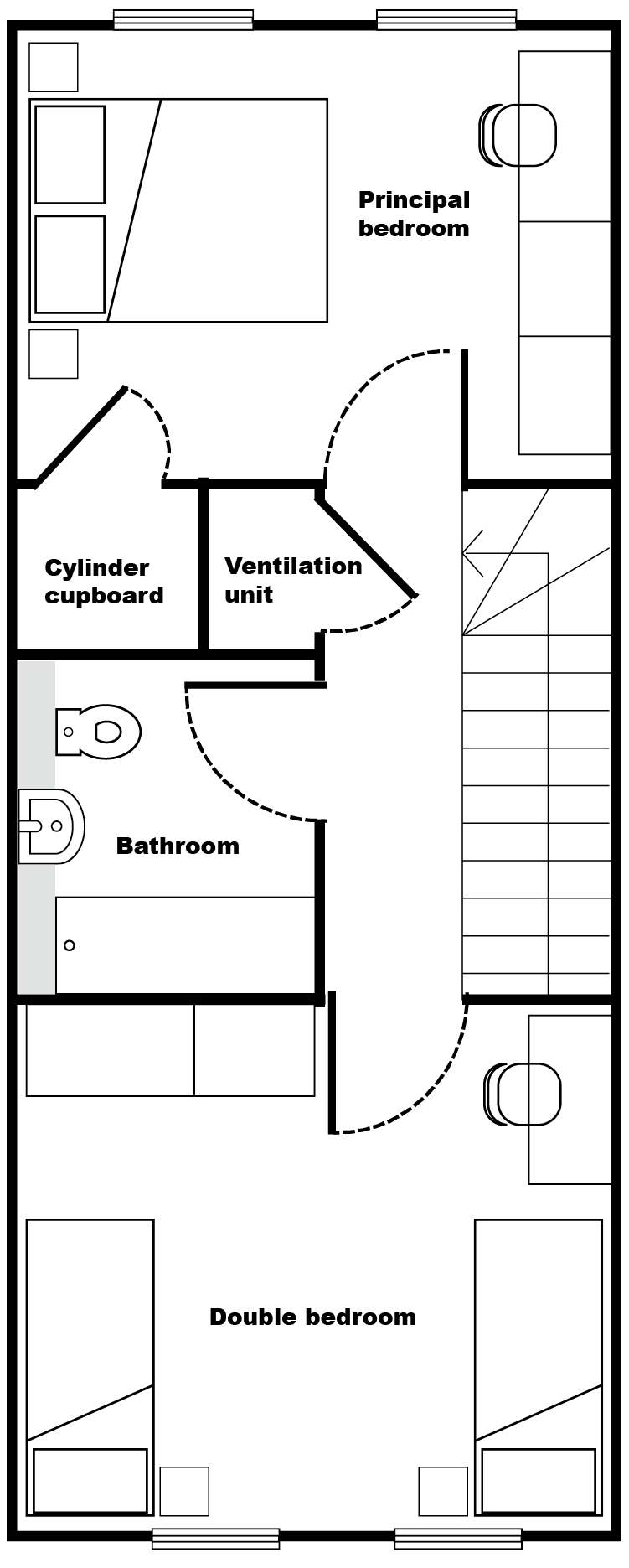 A plan showing the first floor layout of the property.
