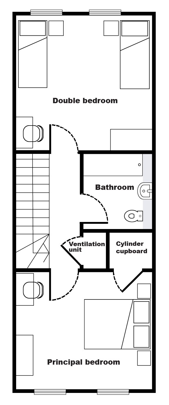 A plan showing the first floor layout of the property.