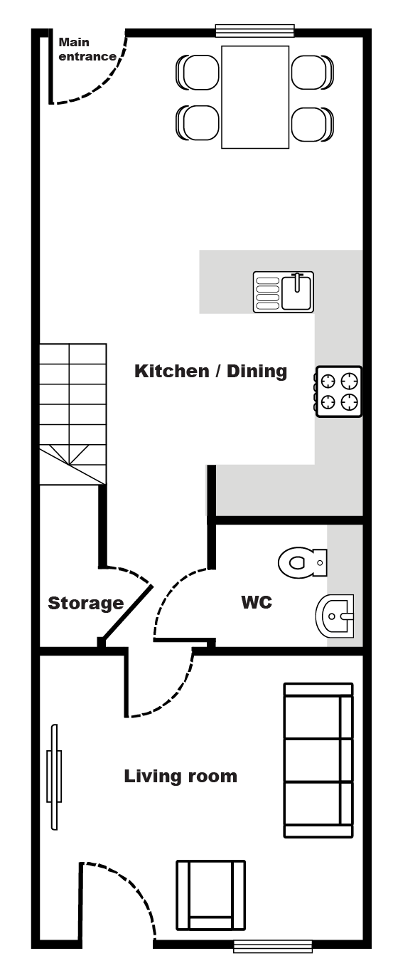 A plan showing the ground floor layout of the property.