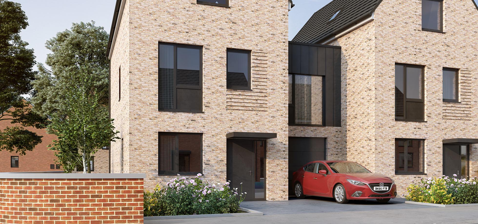 An image of a town house from the Shape Homes York housing development