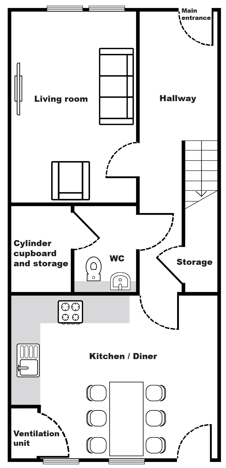 A plan showing the ground floor layout of the property.