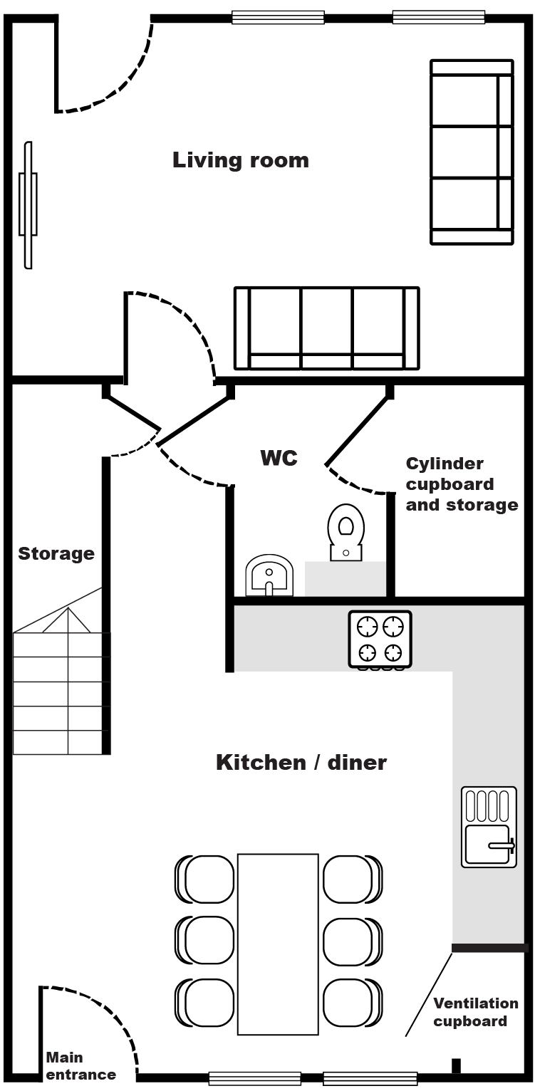 A plan showing the ground floor layout of the property.