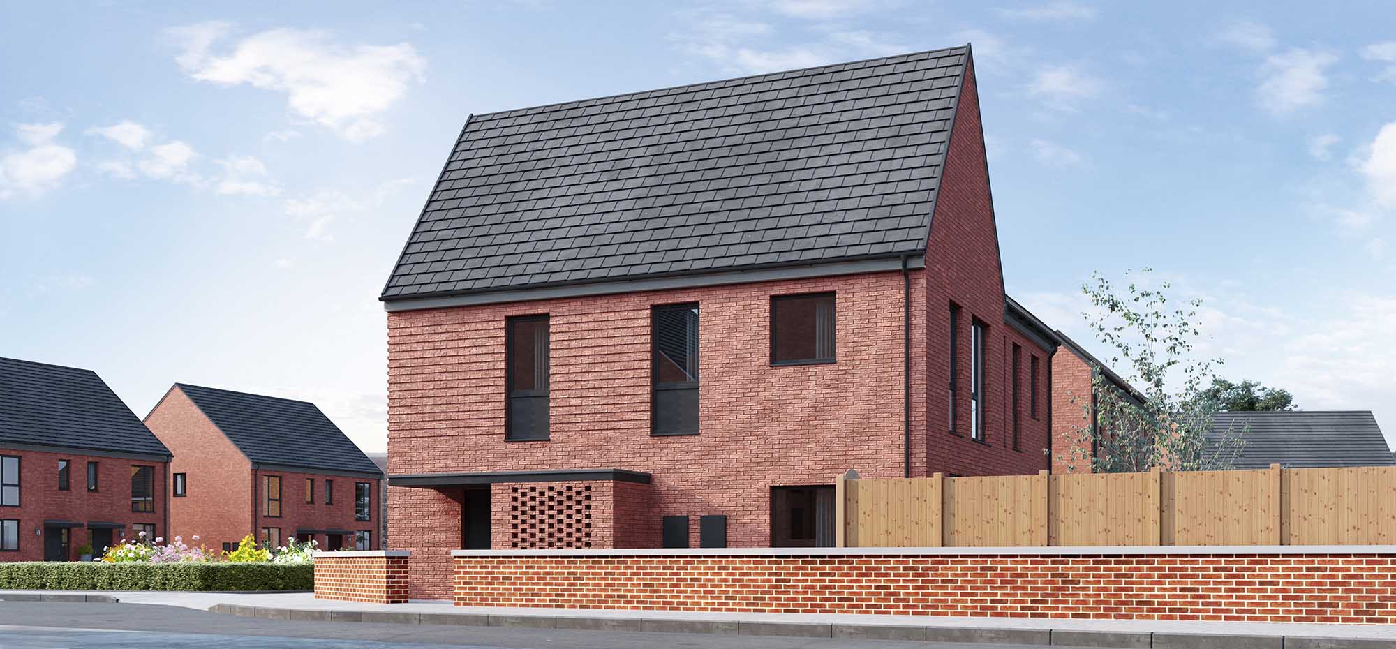 This image shows an external view of the Betony three bedroom, corner house from Shape Homes York.