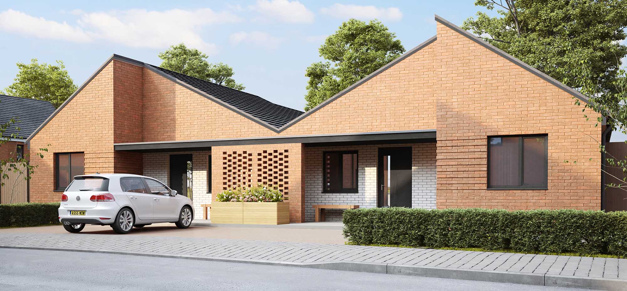 This image shows the external view of the Bluebell bungalow from Shape Homes York.