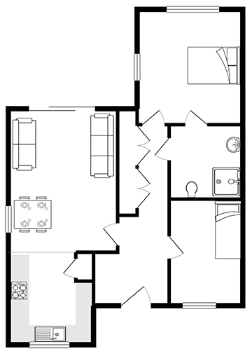 The Violet bungalow floor plan.