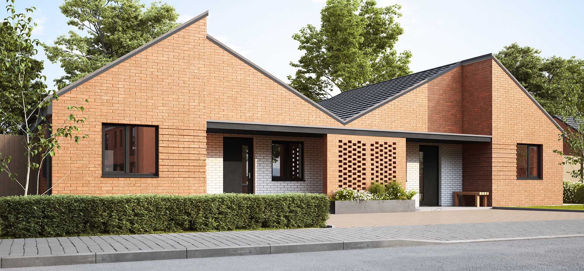 This image shows an external view of the Violet bungalow from Shape Homes York.